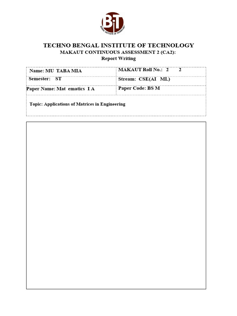 Applications of Matrices in Engineering | PDF