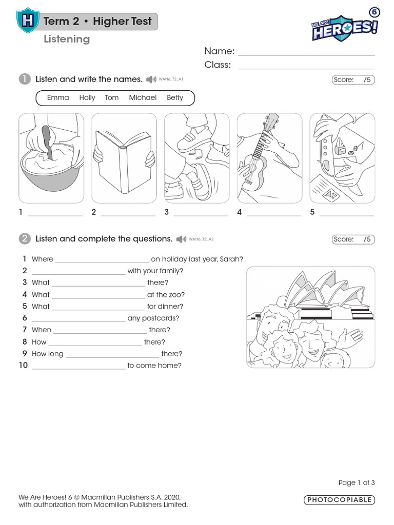 Term 2 Listening & Writing Test Guide | PDF