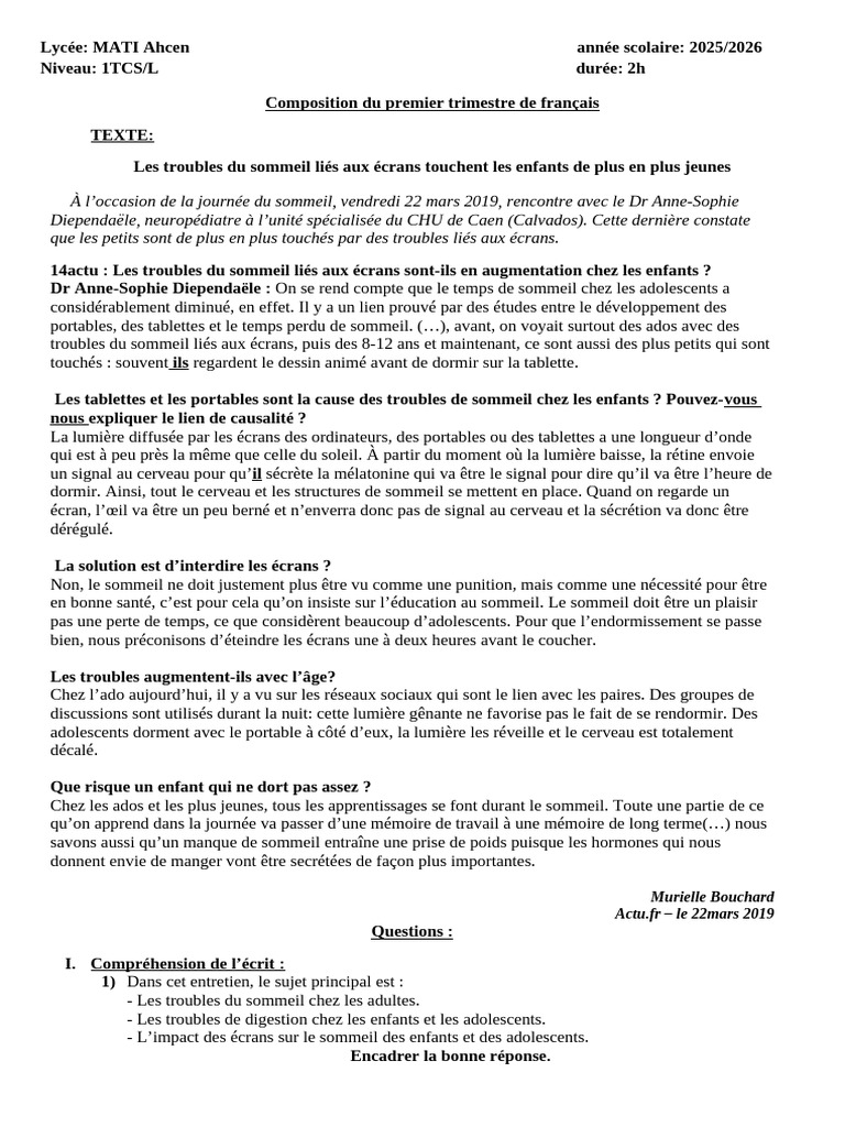 Troubles du sommeil chez les enfants et écrans | PDF | Sommeil ...