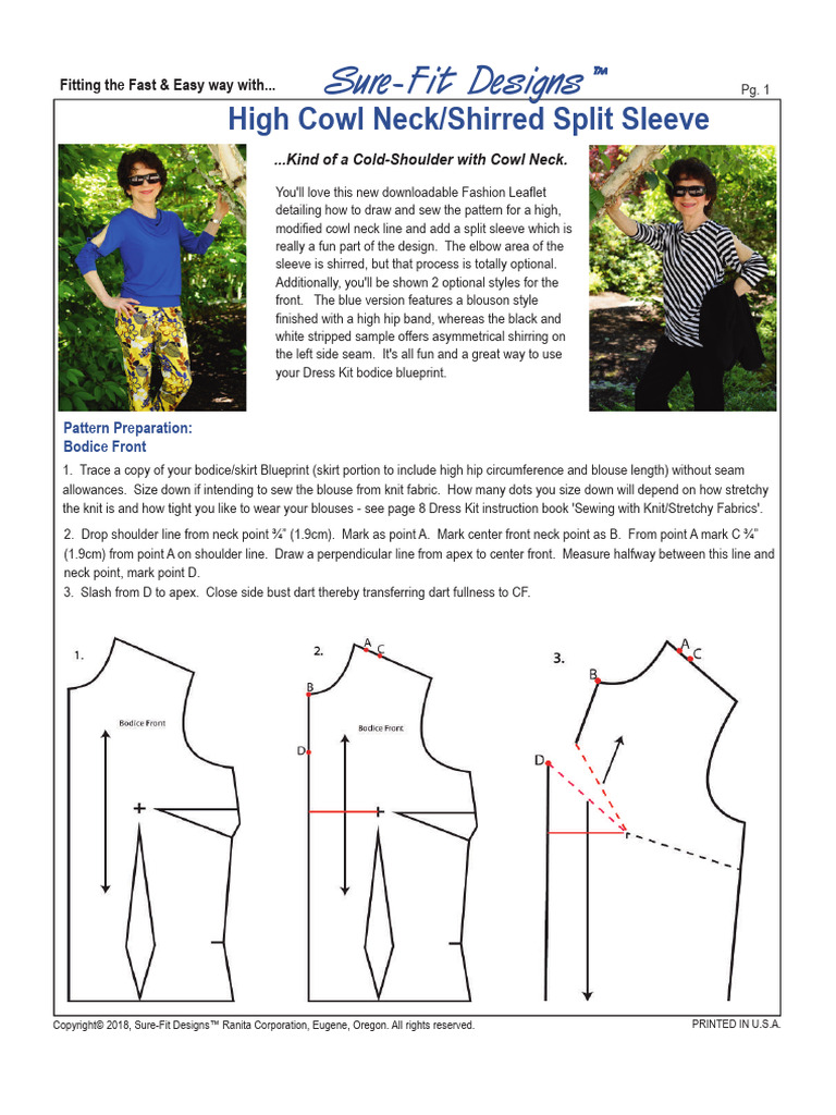 High Cowl Neck & Split Sleeve Pattern | PDF | Seam (Sewing) | Fashion