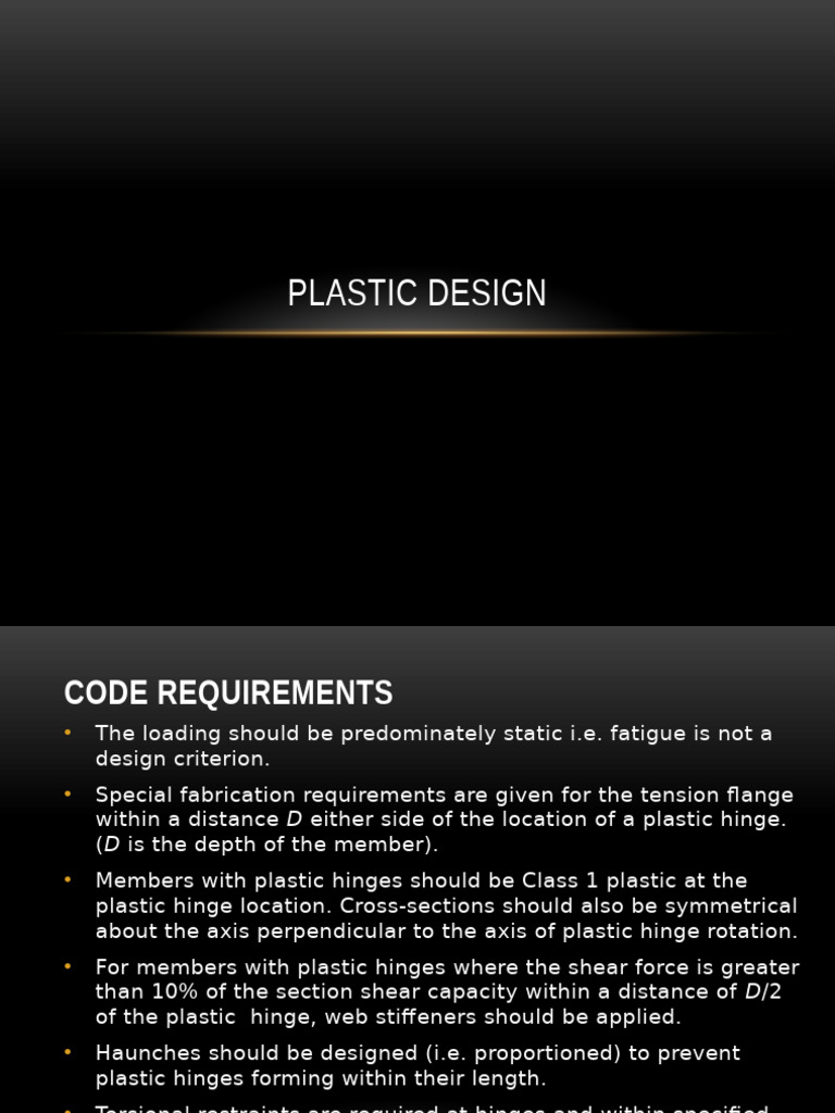 Plastic Design Code Requirements | PDF | Column | Beam (Structure)