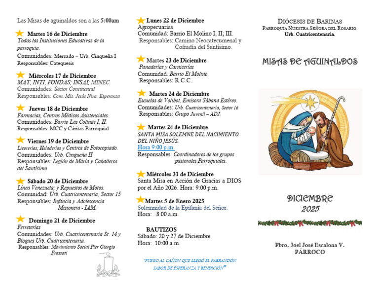 Misas de Aguinaldos Diciembre 2025 | PDF | Fiestas cristianas y días santos