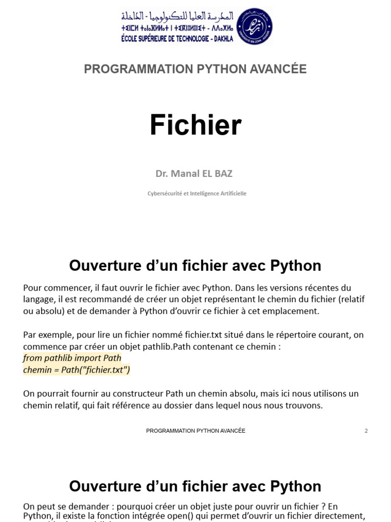 Ouverture et manipulation de fichiers en Python | PDF | Python (Langage ...