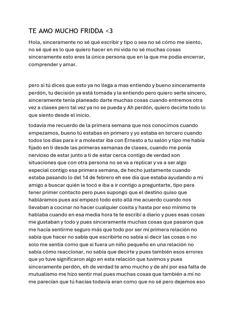 Carta de amor y despedida sincera | PDF
