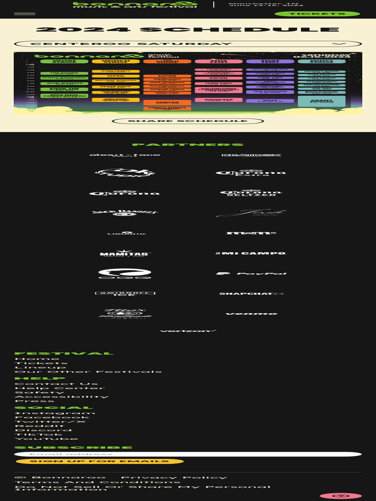 Schedule Bonnaroo Music & Arts Festival | PDF