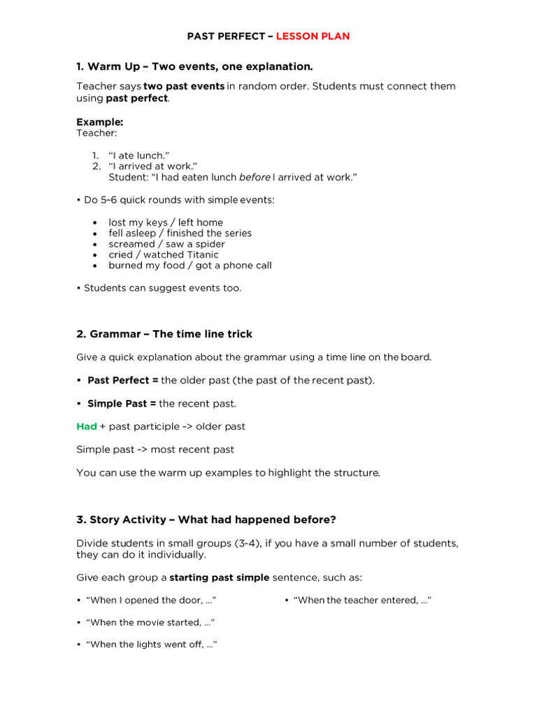 Past Perfect - Level Up | PDF