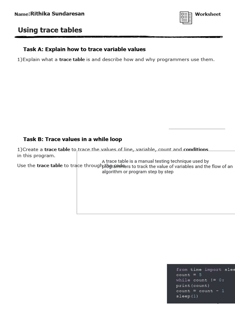Trace Table Techniques for Programmers | PDF