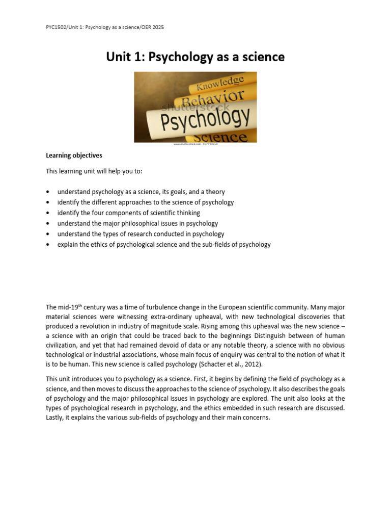 Psychology as a Science Overview | PDF | Psychology | Cognitive Science