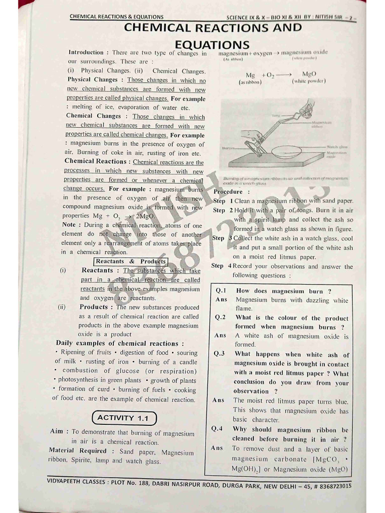Science Ch 1 Activity or Questions | PDF