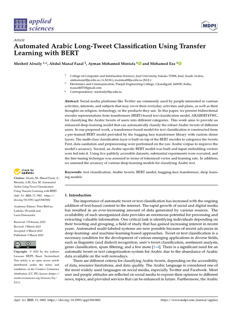 Arabic Tweet Classification with BERT | PDF | Machine Learning | Learning