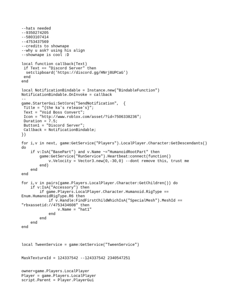 Roblox Void Boss Script Guide | PDF