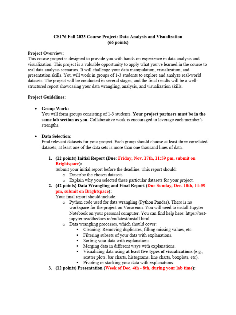 CS176 Data Analysis Project Guide | PDF | Data | Data Analysis