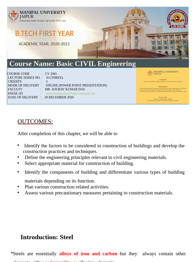 Basic Civil Engineering Course Overview | PDF | Steel | Stainless Steel
