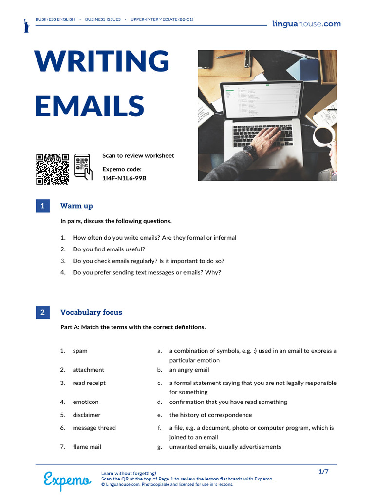 Writing Emails American English Teacher B2 C1 | PDF