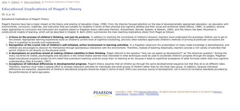 Educational Implications of Piaget's Theory | PDF | Psychological ...