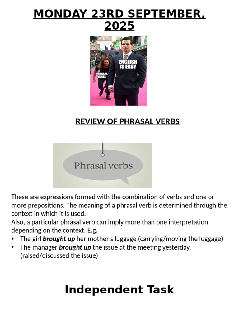 Phrasal Verbs Review and Exercises | PDF | Linguistic Morphology ...