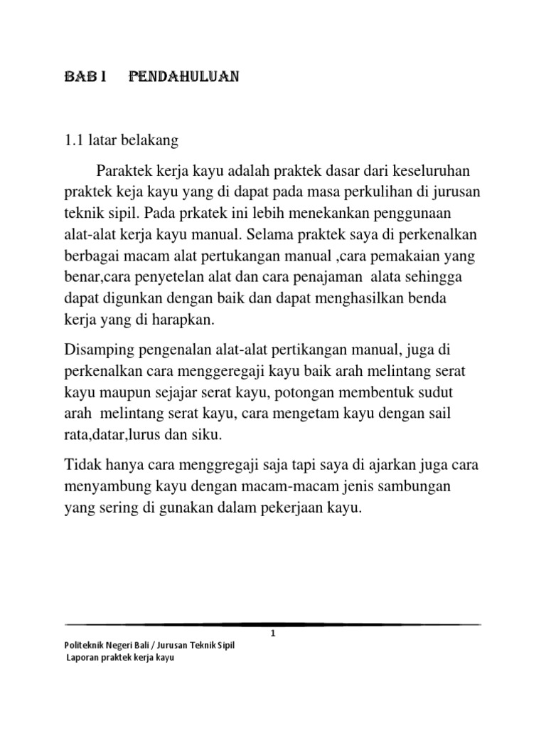 Laporan Paraktek Kerja Kayu Pdf