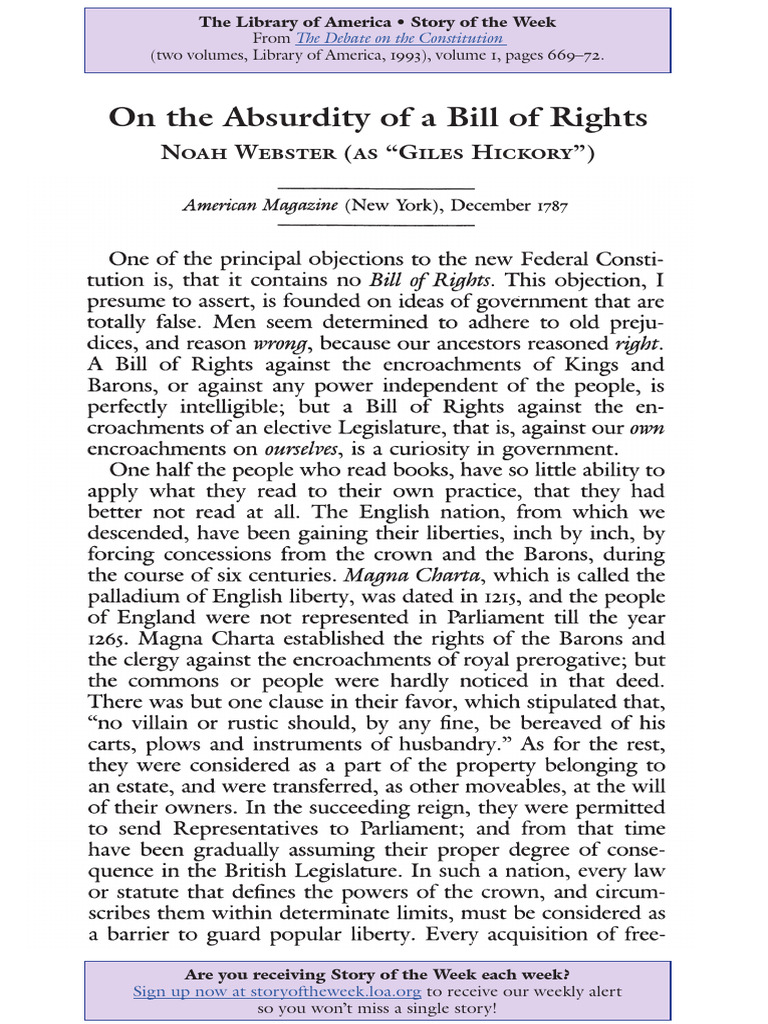 The Absurdity of a Bill of Rights | PDF