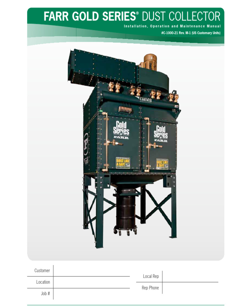 Farr Gold Series Dust Collector Manual | PDF | Screw | Electrical Connector