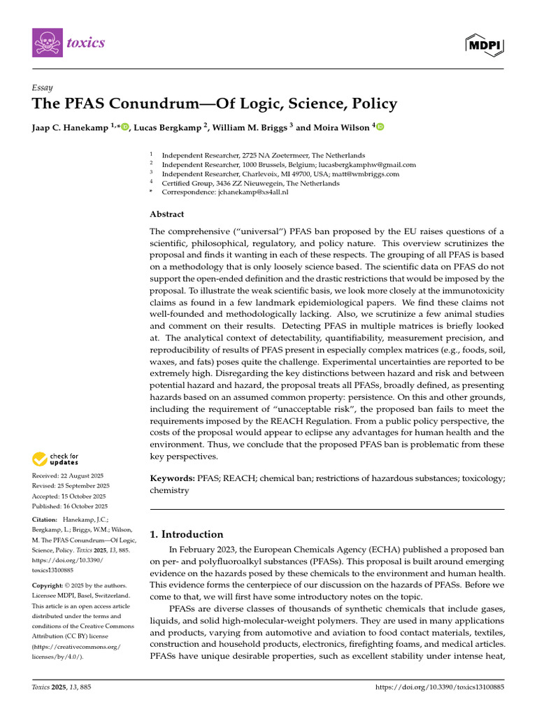 PFAS Ban: Science, Policy, and Logic Issues | PDF | Chemical Bond | Risk