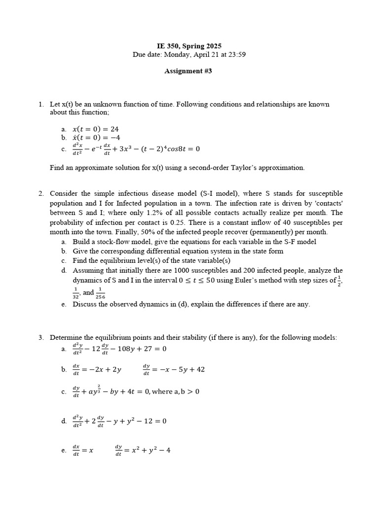 IE 350 Spring 2025 Assignment 3 Overview | PDF
