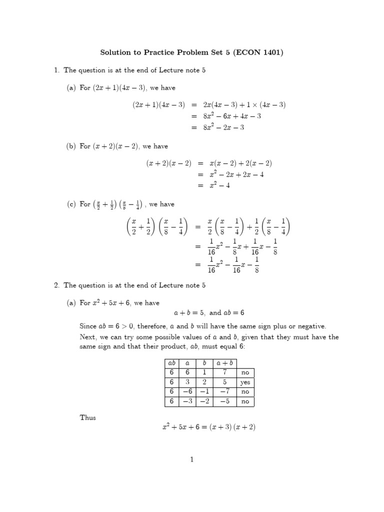 ECON 1401 Practice Problem Solutions | PDF | Mathematics | Mathematical ...