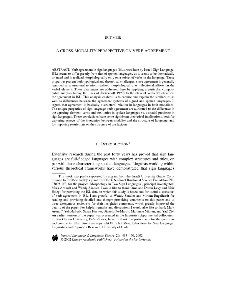 11. a Cross-modality Perspective on Verb Agreement | PDF | Syntax ...