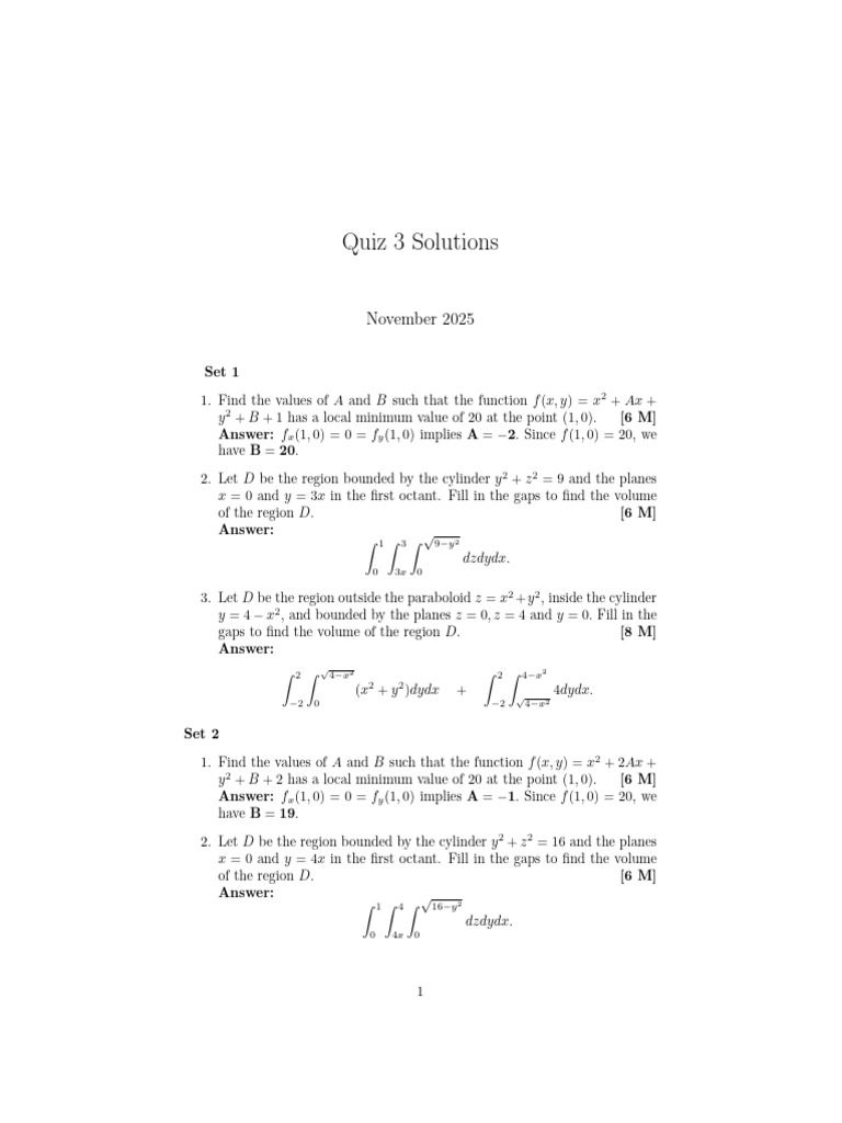 Quiz 3 Solutions (1) | PDF | Geometric Objects | Geometric Shapes