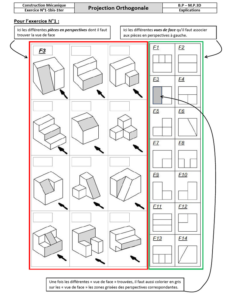 Projection Orthogonale en Mécanique | PDF | Perspective (représentation)