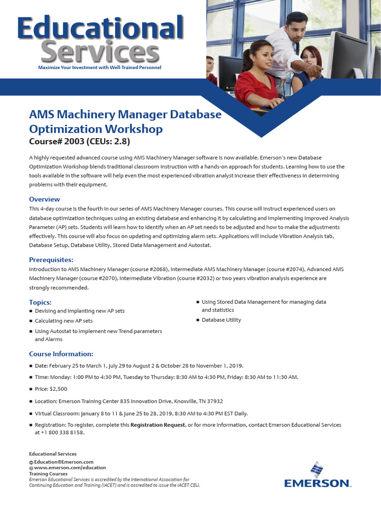 AMS Machinery Manager Optimization Course | PDF | Databases ...