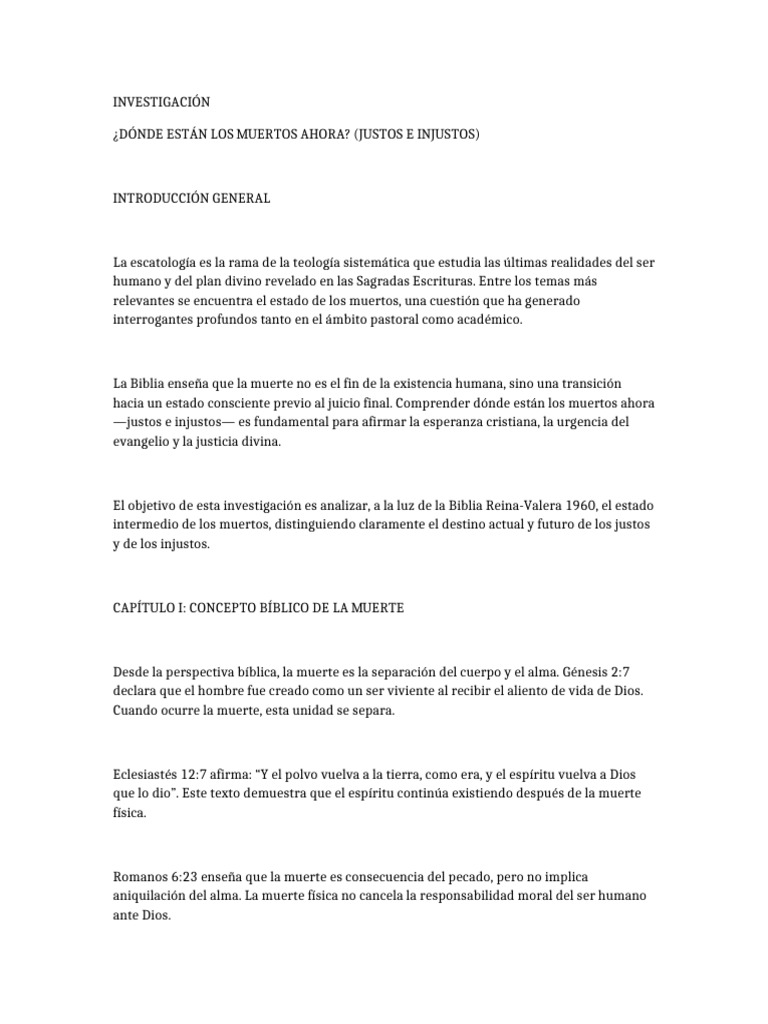 Estado de los Muertos según la Biblia | PDF | Muerte | La resurrección ...