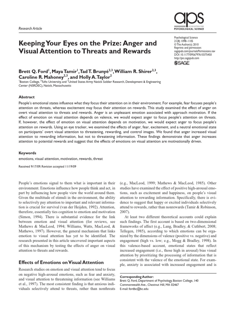 Anger’s Impact on Visual Attention | PDF | Emotions | Attention