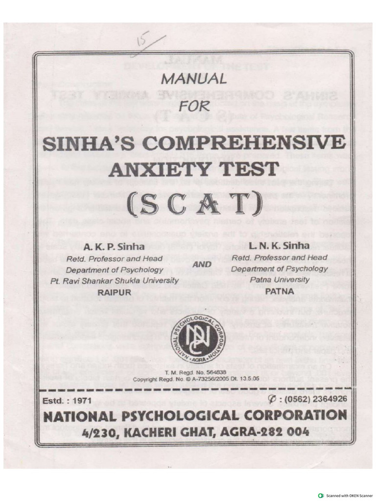 Psy-SCAT Manual Answer Sheet | PDF