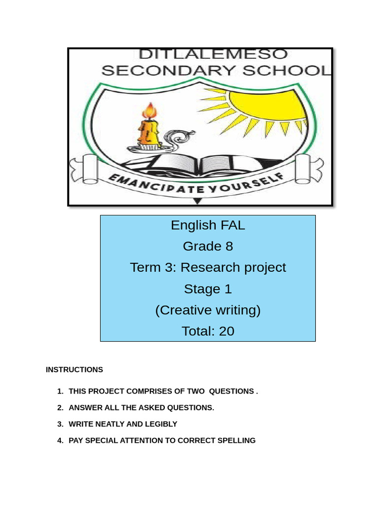 Grade 8 Creative Writing Project Guide | PDF | Creative Writing | Thought