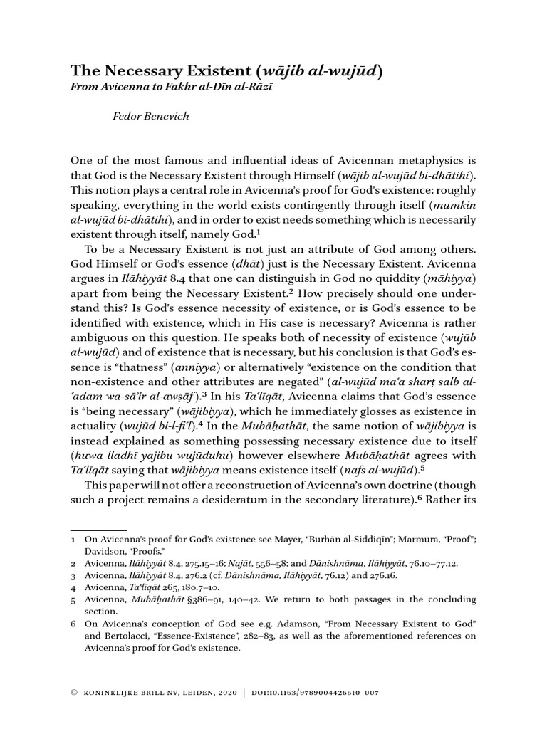 Avicenna's Necessary Existent Explained | PDF | Existence | Existence ...