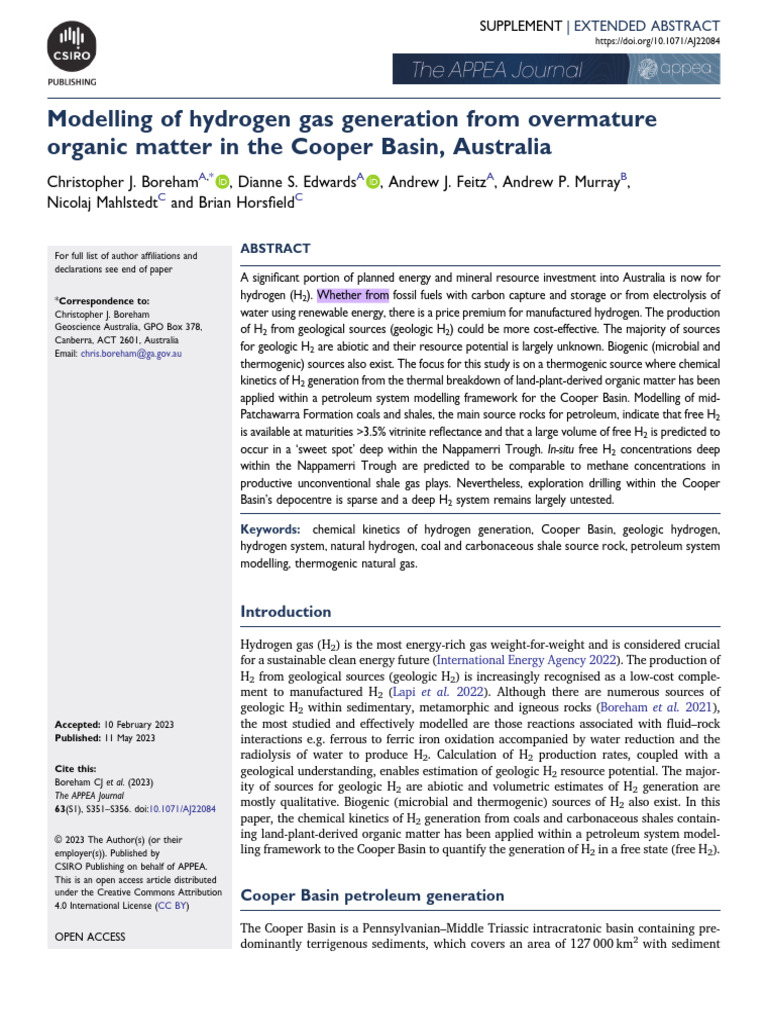 Modelling of hydrogen gas generation from overmature | PDF | Methane ...