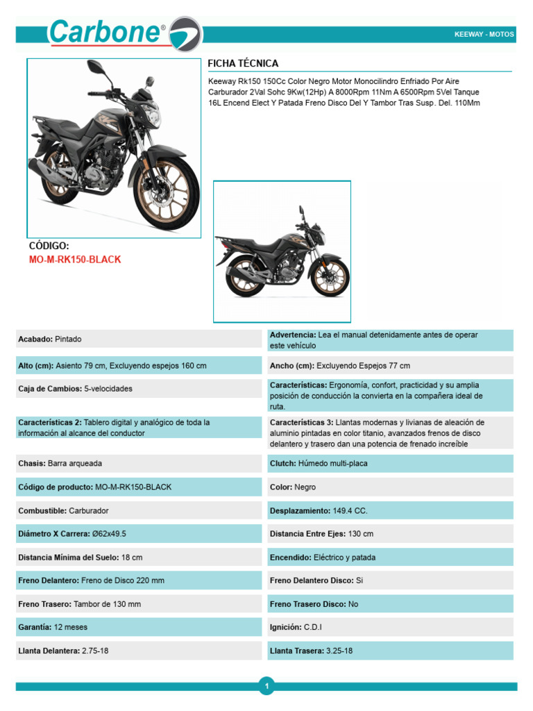 Mo m Rk150 Black Keeway Rk150 15 | PDF | Motocicleta | Industria automotriz