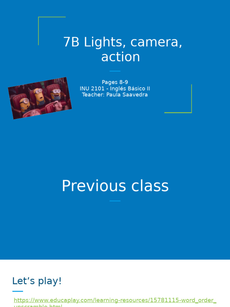 Básico II 7B Lights, Camera, Action | PDF