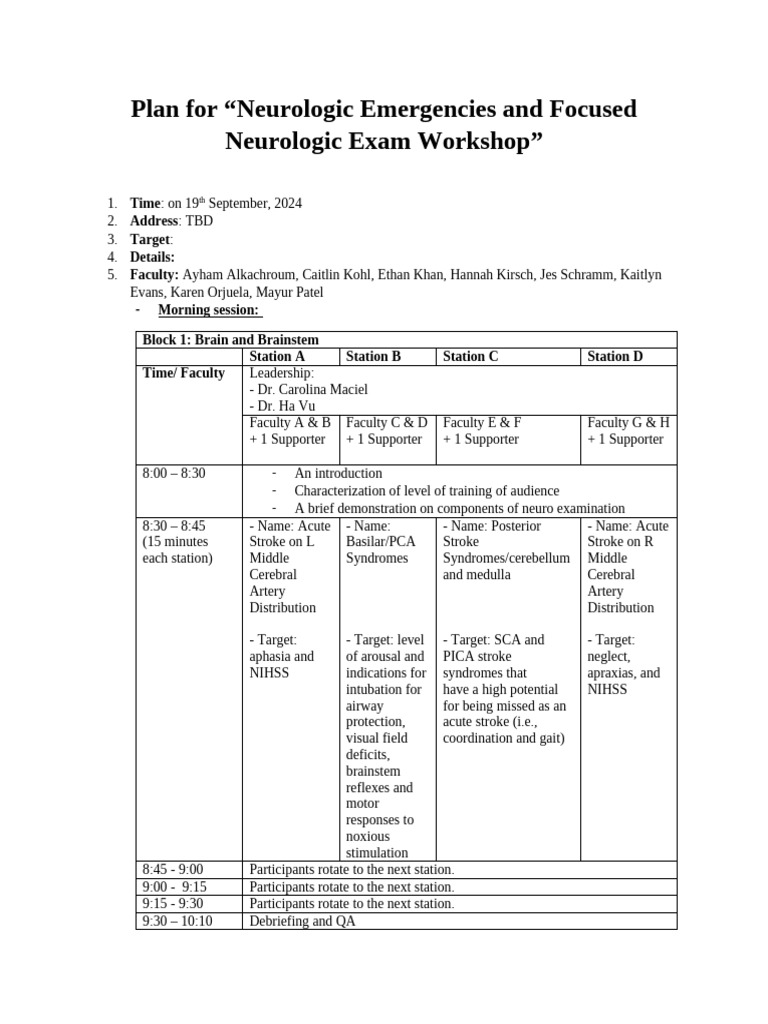 VSEM Workshop Emergency Neurology 7 19 2024 | PDF | Brainstem | Stroke