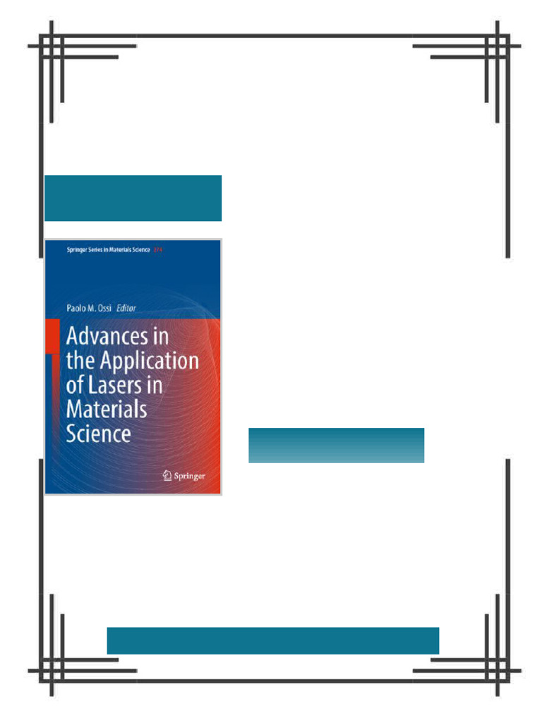 Advances in the Application of Lasers in Materials Science Paolo M ...