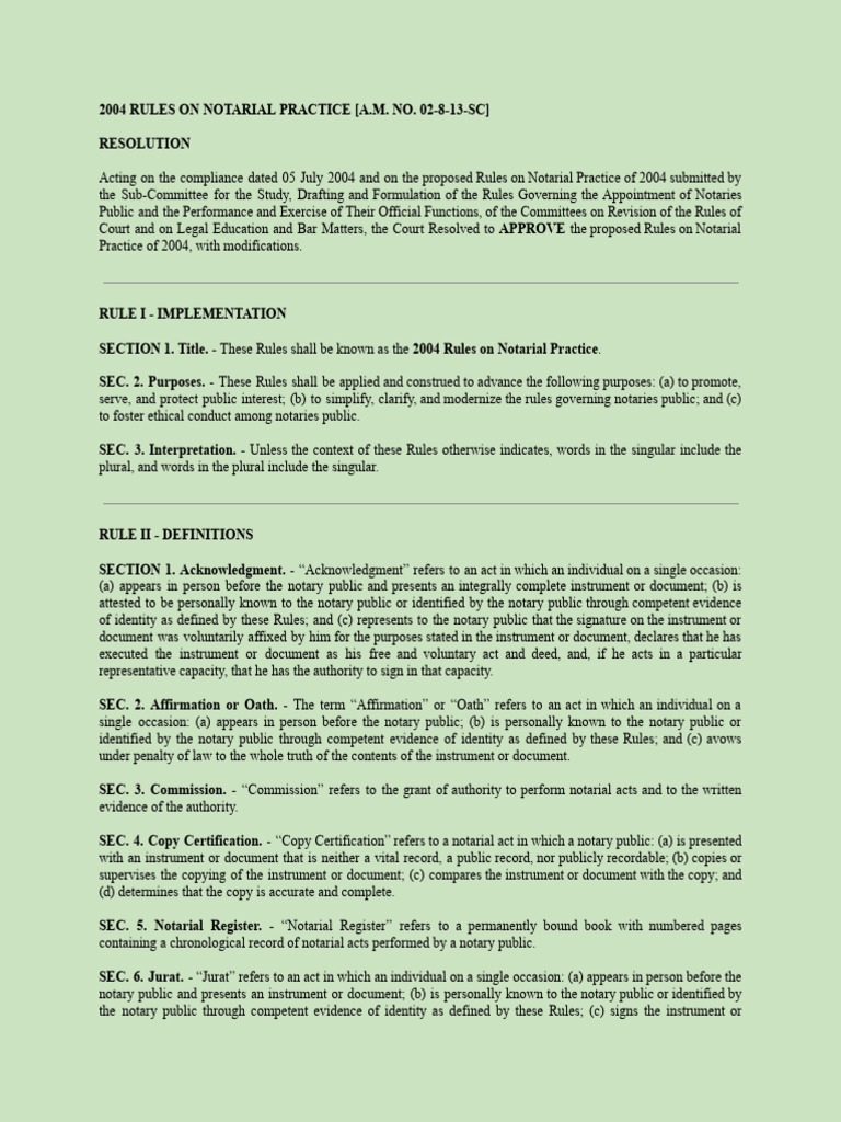 2004 Notarial Practice Rules Overview | PDF | Notary Public | Seal (Emblem)