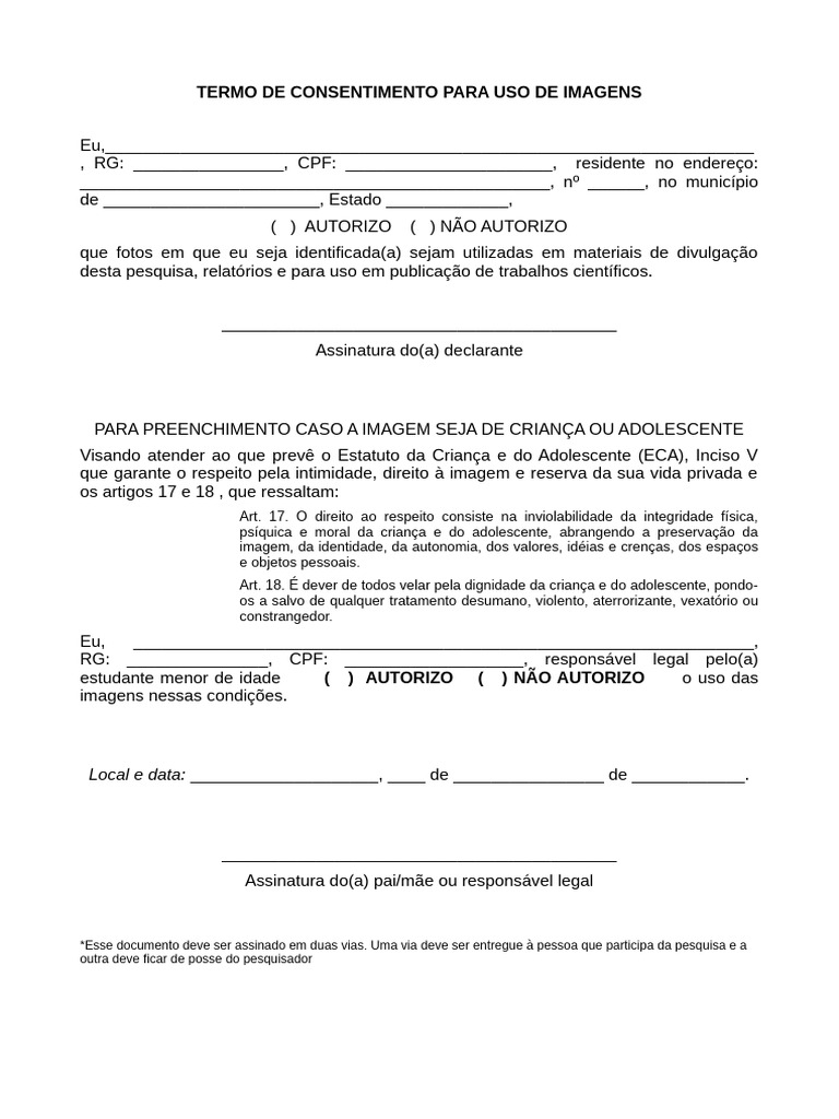Termo de Consentimento para Imagens | PDF