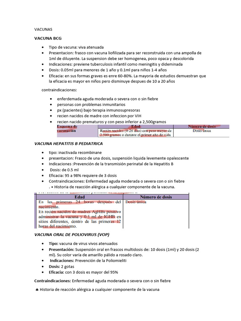 Guía Completa de Vacunas Infantiles y Adultas | PDF | Medicina CLINICA ...