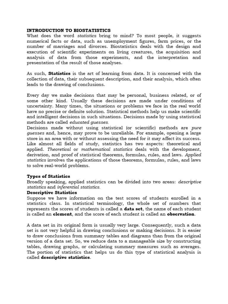 Introduction to Biostatistics Basics | PDF | Sampling (Statistics ...