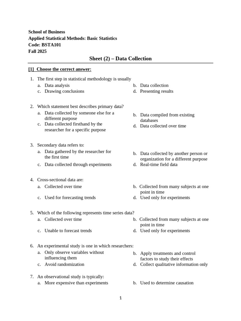 Data Collection in Applied Statistics | PDF | Sampling (Statistics ...