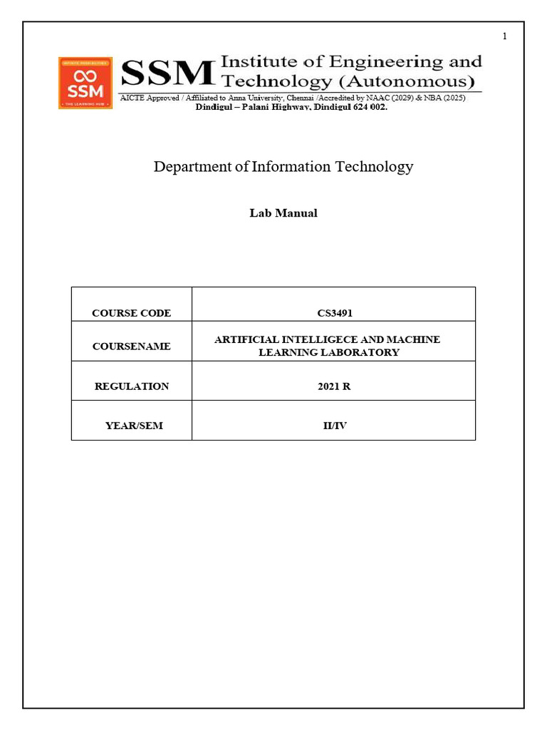 AI & Machine Learning Lab Manual | PDF | Machine Learning | Vertex ...