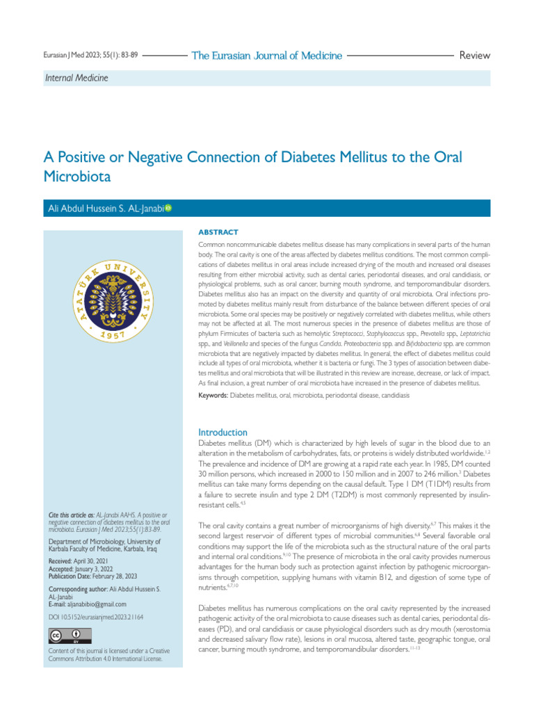 Diabetes Mellitus and Oral Microbiota Impact | PDF | Human Diseases And ...