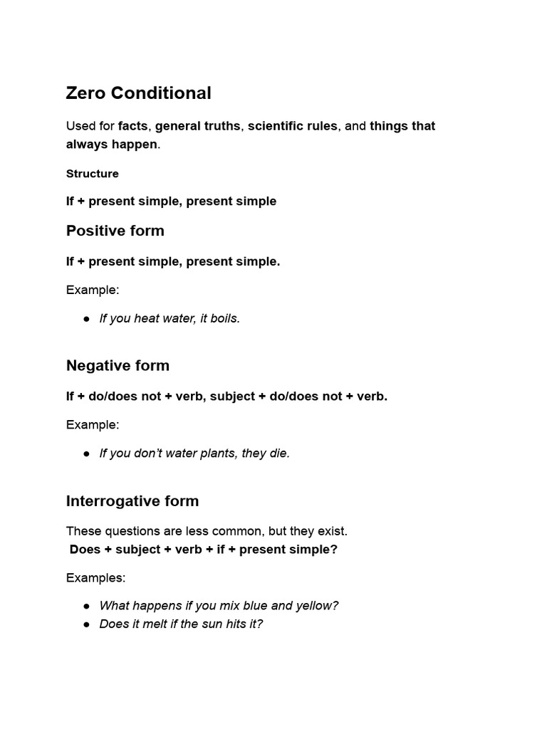 Understanding Zero and First Conditionals | PDF