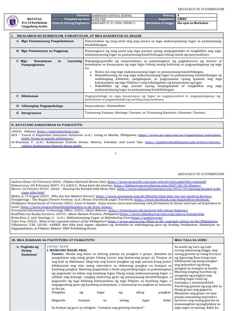 DLL Matatag - GMRC 4 q4 w1 | PDF
