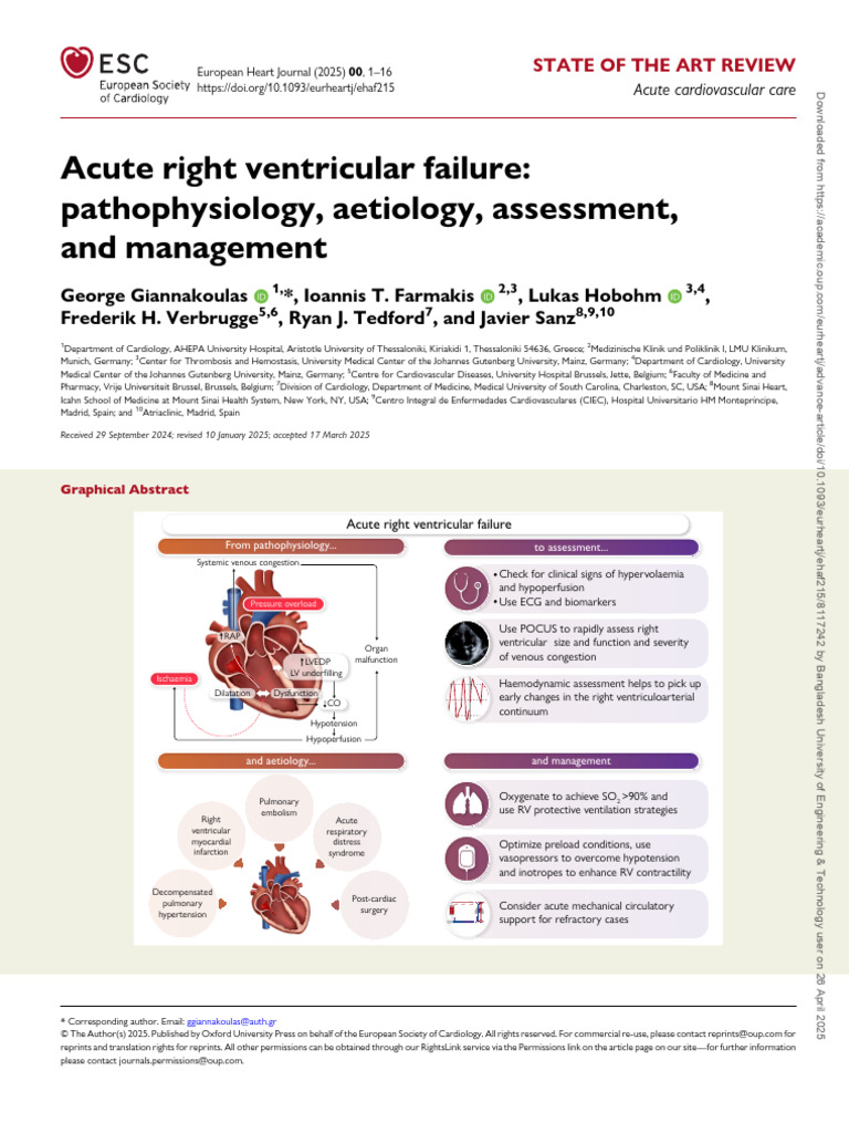 Acute Right Ventricular Failure Management | PDF | Ventricle (Heart ...